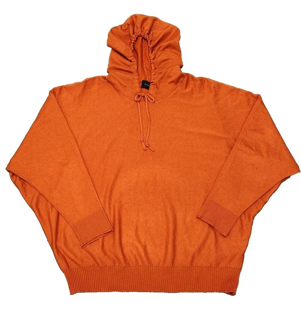Cyrus Long Sleeve Hoodie Pullover Sweater Pumpkin Orange Womens 1X